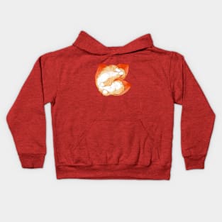 Orange Cat Sleep in Leaves Kids Hoodie